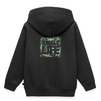 La vie dans la jungle - Sweat Premium à capuche enfant bio - noir - Dos - AI Model Kid Male (0cm)