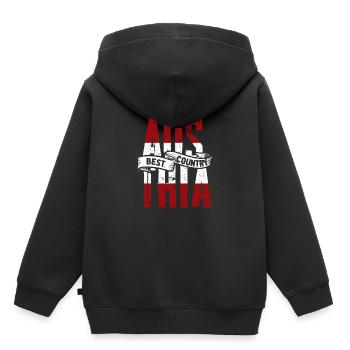 Autriche - Sweat Premium à capuche enfant bio - noir - Dos - AI Model Kid Male (0cm)