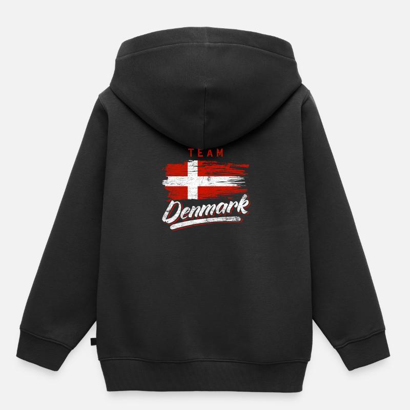 Équipe Danemark - Sweat Premium à capuche enfant bio - noir