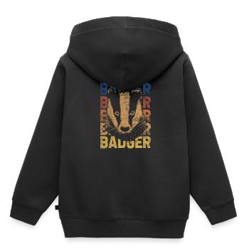 blaireau - Sweat Premium à capuche enfant bio - noir - Dos - AI Model Kid Male (0cm)