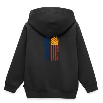 Rumänien Flagge USA Amerika - Kinder Premium Organic Hoodie - Schwarz - Hinten - AI Model Kid Male (0cm)