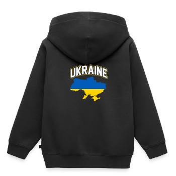 Ukraine - Sweat Premium à capuche enfant bio - noir - Dos - AI Model Kid Male (0cm)