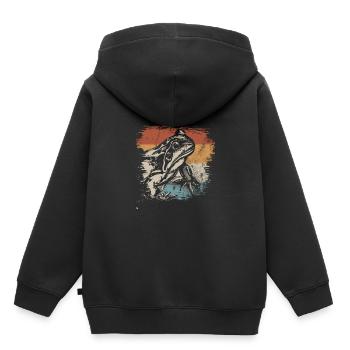 Frosch - Kinder Premium Organic Hoodie - Schwarz - Hinten - AI Model Kid Male (0cm)