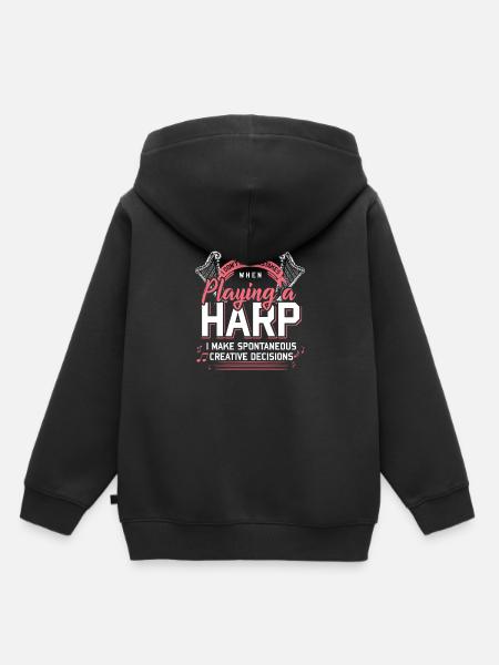 Harfe - Kinder Premium Organic Hoodie - Schwarz