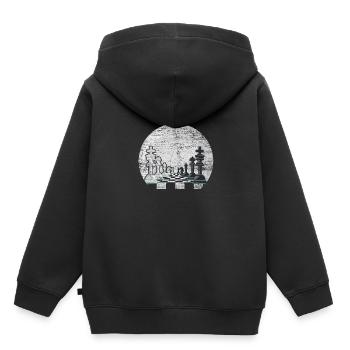 Échecs en échecs lune d’échecs jeu d’échecs - Sweat Premium à capuche enfant bio - noir - Dos - AI Model Kid Male (0cm)