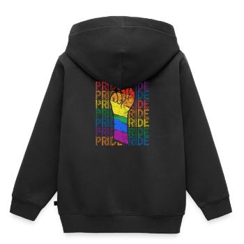 Gay Pride - Sweat Premium à capuche enfant bio - noir - Dos - AI Model Kid Male (0cm)