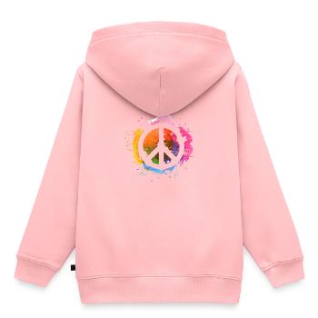 Peace - Kinder Premium Organic Hoodie - Rosa - Hinten - AI Model Kid Female (0cm)