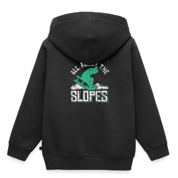 Piste - Sweat Premium à capuche enfant bio - noir - Dos - AI Model Kid Male (0cm)