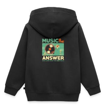 Musik ist die Antwort - Kinder Premium Organic Hoodie - Schwarz - Hinten - AI Model Kid Male (0cm)