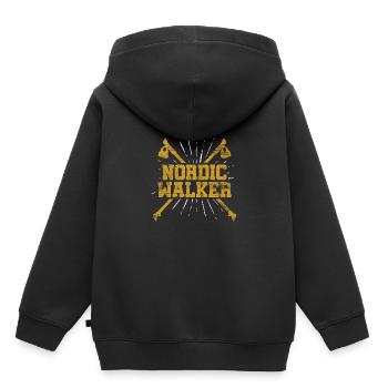 Marche nordique - Sweat Premium à capuche enfant bio - noir - Dos - AI Model Kid Male (0cm)