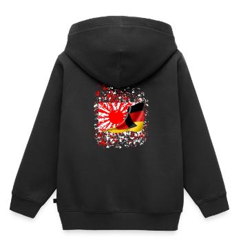 Amitié Japon Soleil Levant Drapeau allemand - Sweat Premium à capuche enfant bio - noir - Dos - AI Model Kid Male (0cm)