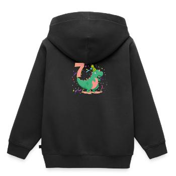 Raw I am 7 seven 7th birthday 2012 dinosaur - Kids Premium Organic Hoodie - black - Back - AI Model Kid Male (0cm)