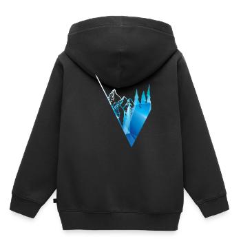 montagnes et forêt panorama bleu - Sweat Premium à capuche enfant bio - noir - Dos - AI Model Kid Male (0cm)