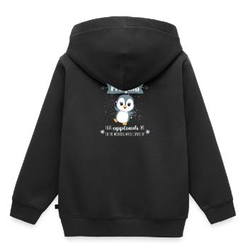 Ich Will Einen Kleinen Pinguin, Der Applaudiert - Kinder Premium Organic Hoodie - Schwarz - Hinten - AI Model Kid Male (0cm)