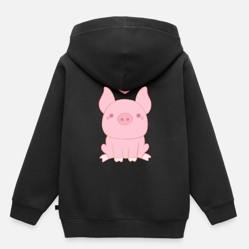 cochon dessin enfants - Sweat Premium à capuche enfant bio - noir