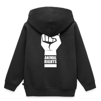 ANIMAL RIGHTS - Kinder Premium Organic Hoodie - Schwarz - Hinten - AI Model Kid Male (0cm)