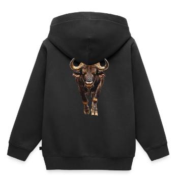 Büffel - Kinder Premium Organic Hoodie - Schwarz - Hinten - AI Model Kid Male (0cm)