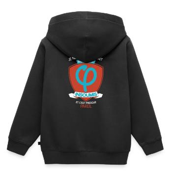 TShirt - "Les Insoumis" - Sweat Premium à capuche enfant bio - noir - Dos - AI Model Kid Male (0cm)