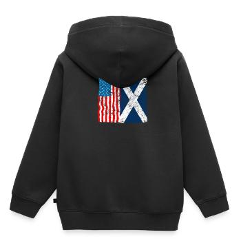 Ecosse, drapeau américain, Highlander, Tartan, Kilt - Sweat Premium à capuche enfant bio - noir - Dos - AI Model Kid Male (0cm)