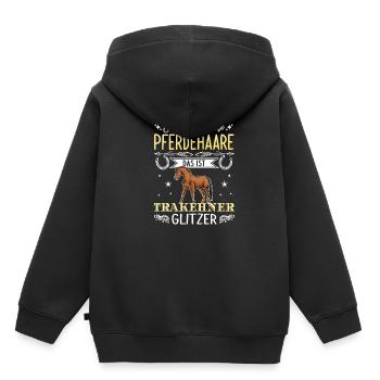 Das sind keine Pferdehaare das ist Trakehner Glitz - Kinder Premium Organic Hoodie - Schwarz - Hinten - AI Model Kid Male (0cm)