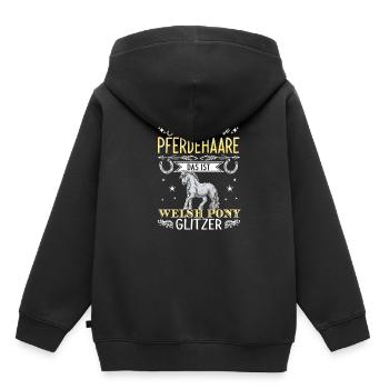 Das sind keine Pferdehaare das ist Welsh Pony Glit - Kinder Premium Organic Hoodie - Schwarz - Hinten - AI Model Kid Male (0cm)
