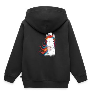 Einhorn Mittelfinger - Kinder Premium Organic Hoodie - Schwarz - Hinten - AI Model Kid Male (0cm)