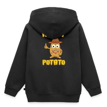 Happy Potato - Glückliche Kartoffel - Kids Premium Organic Hoodie - black - Back - AI Model Kid Male (0cm)