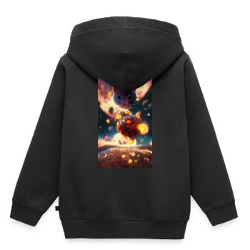 Cat god hovering over a planet - Kids Premium Organic Hoodie - black - Back - AI Model Kid Male (0cm)