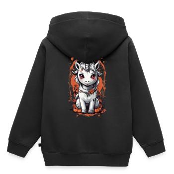 Licorne vampire fantomatique - Halloween Design - Sweat Premium à capuche enfant bio - noir - Dos - AI Model Kid Male (0cm)