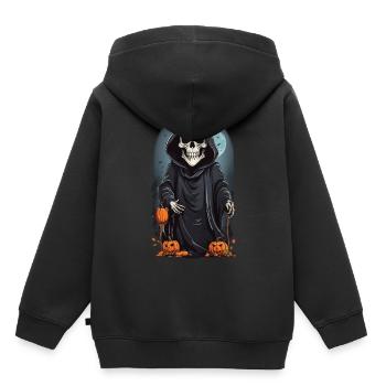 Cartoon Skelett Grim Reaper Halloween Design - Kinder Premium Organic Hoodie - Schwarz - Hinten - AI Model Kid Male (0cm)