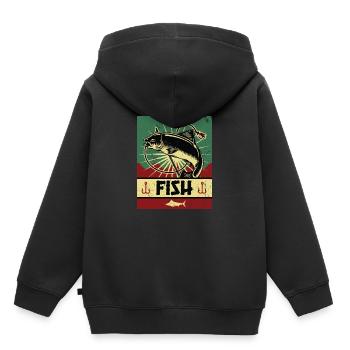 Fischen Propaganda - Kinder Premium Organic Hoodie - Schwarz - Hinten - AI Model Kid Male (0cm)