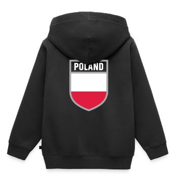 Pologne - Drapeau national dans les armoiries - Sweat Premium à capuche enfant bio - noir - Dos - AI Model Kid Male (0cm)
