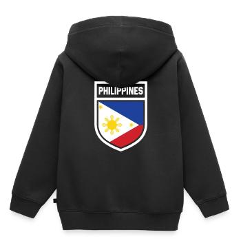 Philippines - Drapeau national dans les armoiries - Sweat Premium à capuche enfant bio - noir - Dos - AI Model Kid Male (0cm)
