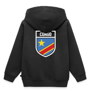Kongo - Nationalfahne im Wappen - Kinder Premium Organic Hoodie - Schwarz - Hinten - AI Model Kid Male (0cm)