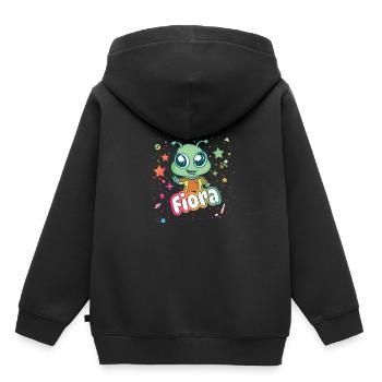 FIORA - Schöner Mädchen Name mit niedlichem Alien - Kinder Premium Organic Hoodie - Schwarz - Hinten - AI Model Kid Male (0cm)