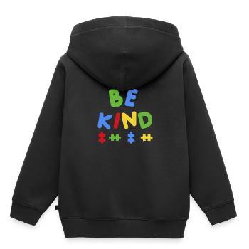 Be Kind Heart Love Puzzle Autisme Fier Autiste - Sweat Premium à capuche enfant bio - noir - Dos - AI Model Kid Male (0cm)