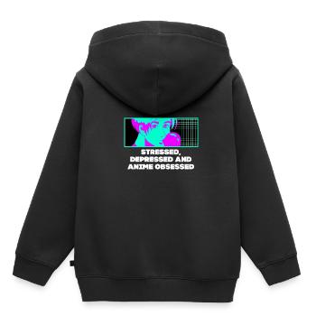 Stressed passionate and anime fan lust - Kids Premium Organic Hoodie - black - Back - AI Model Kid Male (0cm)