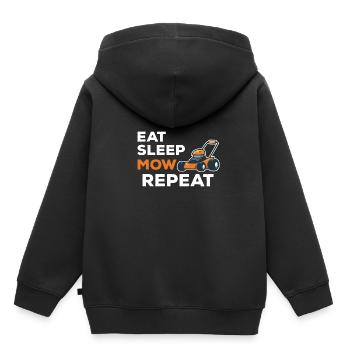 Schlaf MOW MOW Wiederholen Sie lustiges Zitat Land - Kinder Premium Organic Hoodie - Schwarz - Hinten - AI Model Kid Male (0cm)