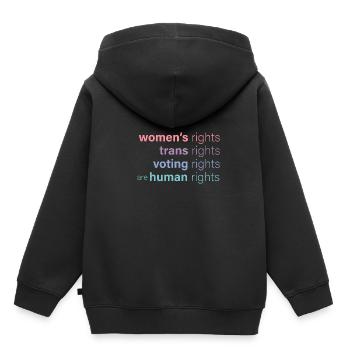 Les droits des femmes sont des droits humains - Sweat Premium à capuche enfant bio - noir - Dos - AI Model Kid Male (0cm)