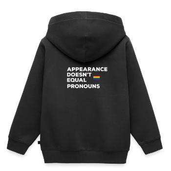 Appearance-no same pronouns - Kids Premium Organic Hoodie - black - Back - AI Model Kid Male (0cm)
