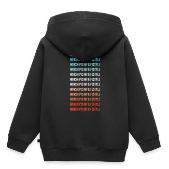 LE CULTE EST MON MODE DE VIE - Sweat Premium à capuche enfant bio - noir - Dos - AI Model Kid Male (0cm)