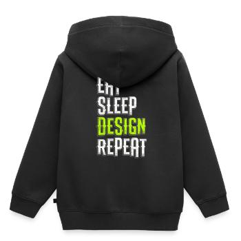 Essen schlafen Design Grafiker Künstler Designer - Kinder Premium Organic Hoodie - Schwarz - Hinten - AI Model Kid Male (0cm)
