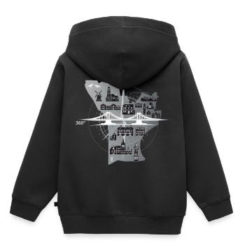 Uerdingen am Rhein 360° - Kinder Premium Organic Hoodie - Schwarz - Hinten - AI Model Kid Male (0cm)