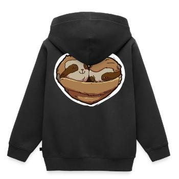 Paresseux de la Saint-Valentin - Sweat Premium à capuche enfant bio - noir - Dos - AI Model Kid Male (0cm)