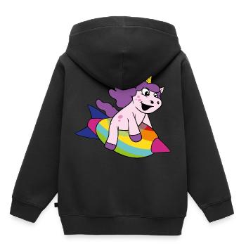 Niedliches Lustiges Cooles Einhorn Einhörner Fabel - Kinder Premium Organic Hoodie - Schwarz - Hinten - AI Model Kid Male (0cm)