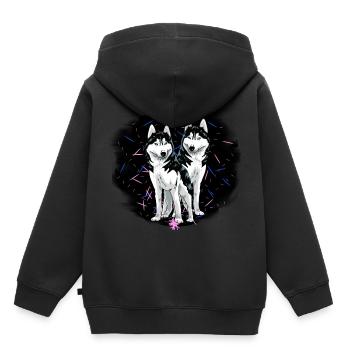 Husky Hunde Hund Haustiere Hundehalter Rassehund - Kinder Premium Organic Hoodie - Schwarz - Hinten - AI Model Kid Male (0cm)