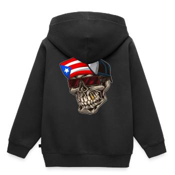 Cool Puerto Rico Skull With Cap and Boricua Flag - Kids Premium Organic Hoodie - black - Back - AI Model Kid Male (0cm)