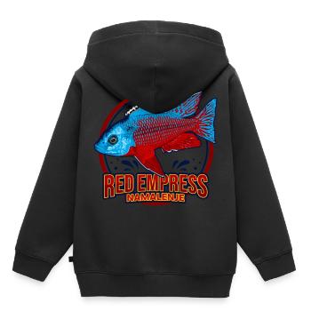 Buntbarsch Red Empress Malawi Aquarium Zierfisch - Kinder Premium Organic Hoodie - Schwarz - Hinten - AI Model Kid Male (0cm)