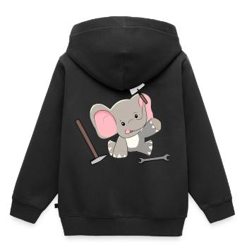 Elefant Handwerker Hausmeister Werkzeug Kinder - Kinder Premium Organic Hoodie - Schwarz - Hinten - AI Model Kid Male (0cm)