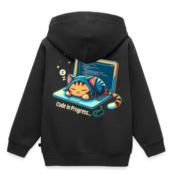 Code en cours d’élaboration. - Programmation des chats - Sweat Premium à capuche enfant bio - noir - Dos - AI Model Kid Male (0cm)